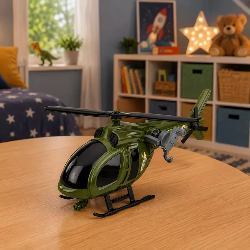 LEAN TOYS Helicóptero Militar com Gancho, Luzes e Sons Verde