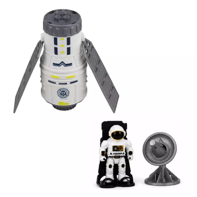 LEAN TOYS Nave Espacial Satélite Cápsula Antena de Comunicação Conjunto Astronauta