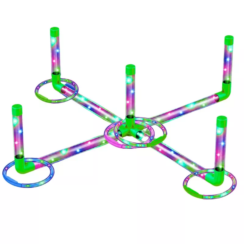 LEAN TOYS Jogo de Destreza Ringo para Crianças com Anéis e Postes com LED
