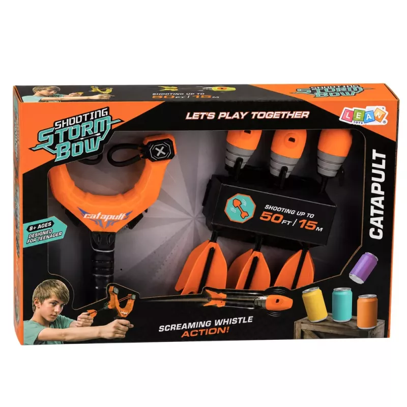 LEAN TOYS Conjunto Desportivo de Estilingue de Destreza com Flechas Assobiadoras Laranja 15M