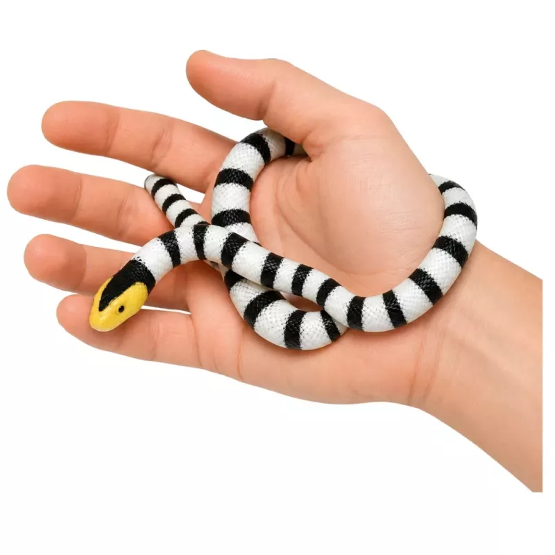 LEAN TOYS Figura de Serpente de Borracha Elástica Realista Preto e Branco 33 cm