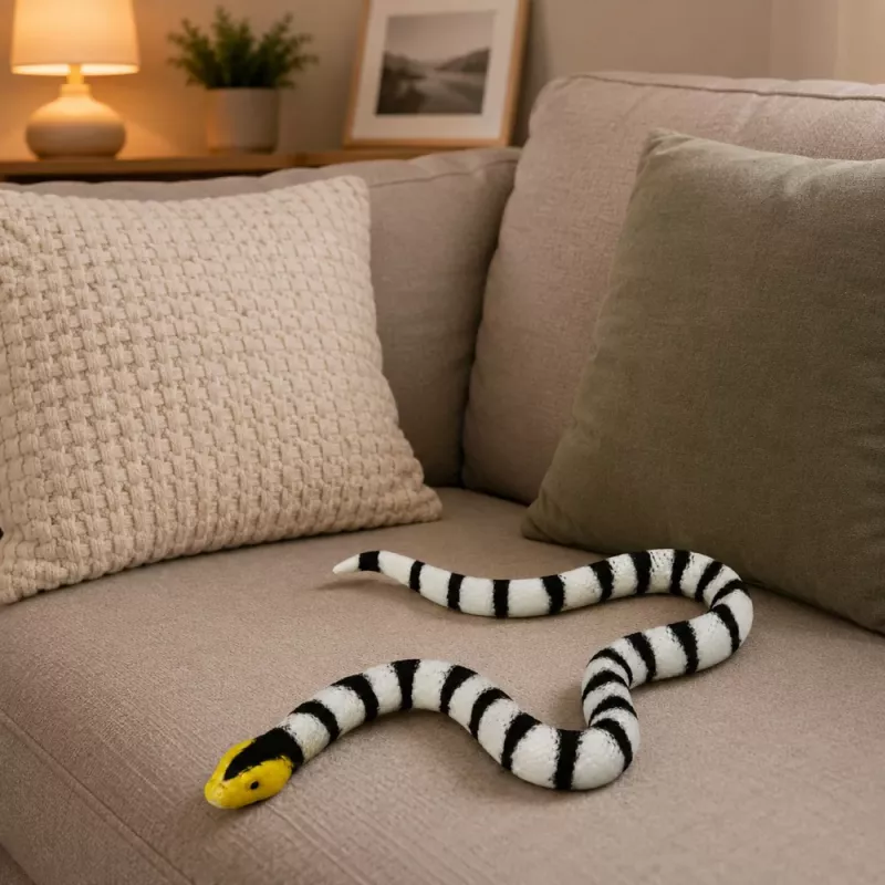 LEAN TOYS Figura de Serpente de Borracha Elástica Realista Preto e Branco 33 cm