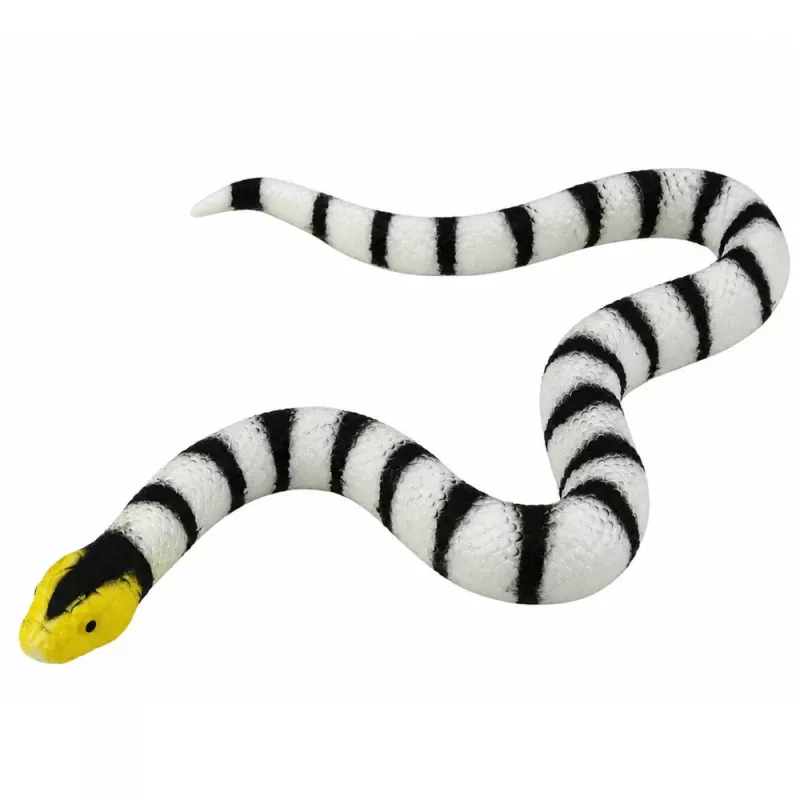 LEAN TOYS Figura de Serpente de Borracha Elástica Realista Preto e Branco 33 cm
