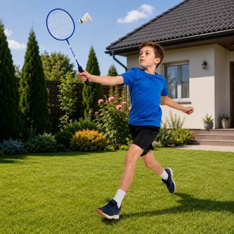 LEAN TOYS Conjunto de Badminton Raquetes Volantes Bolsa Azul