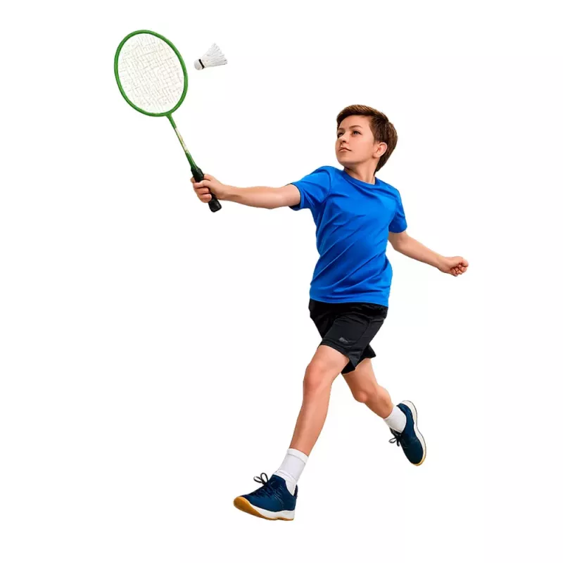 LEAN TOYS Conjunto de Badminton com 2 Raquetes, 3 Volantes e Bolsa, Verde