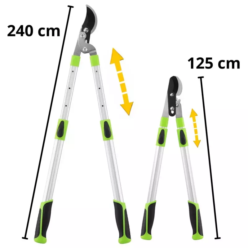 LEAN Tesoura de Jardim Telescópica Tesoura de Ramos com Punhos Antiderrapantes 68-92 cm