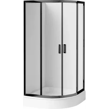 DEANTE Base de duche semicircular com cabine 90x90 cm preto mate