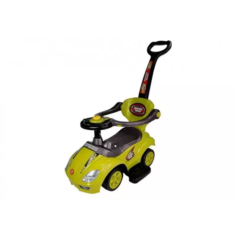 LEAN CARS Carro de empurrar 3 em 1 Mega Car para crianças pequenas com barra para os pais amarelo