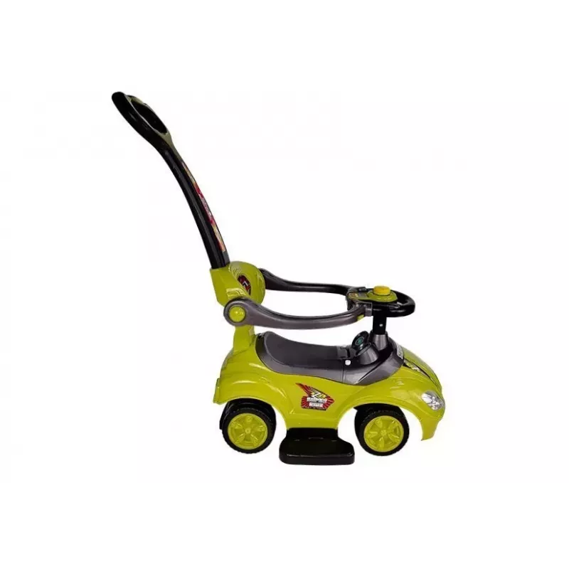 LEAN CARS Carro de empurrar 3 em 1 Mega Car para crianças pequenas com barra para os pais amarelo