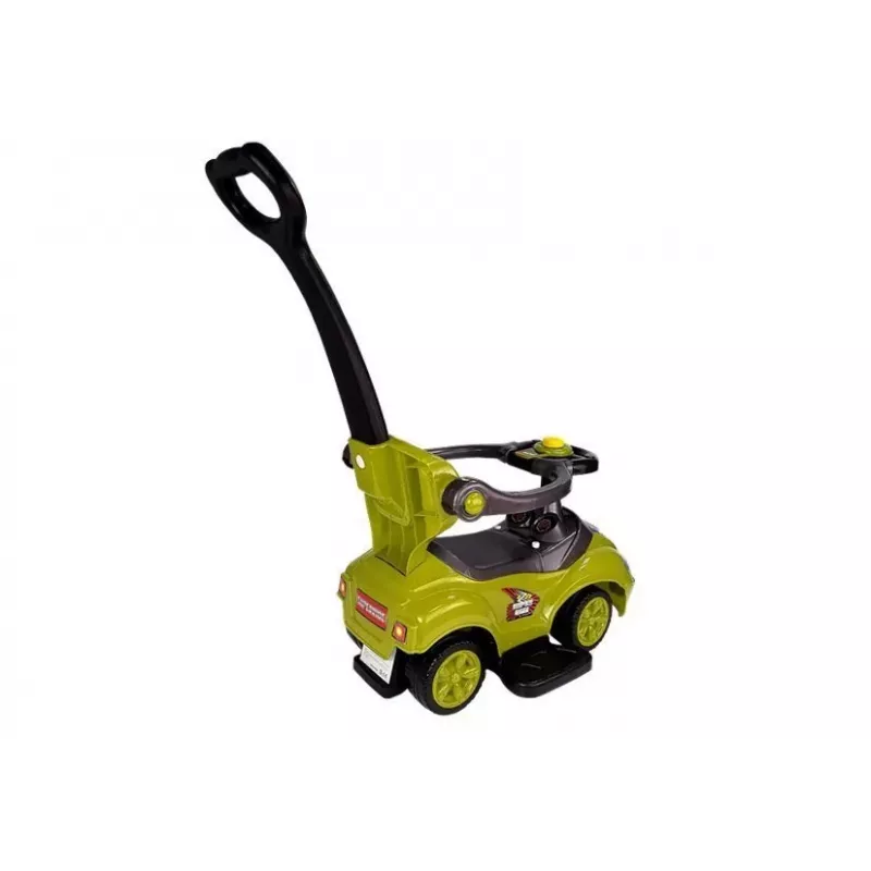 LEAN CARS Carro de empurrar 3 em 1 Mega Car para crianças pequenas com barra para os pais amarelo