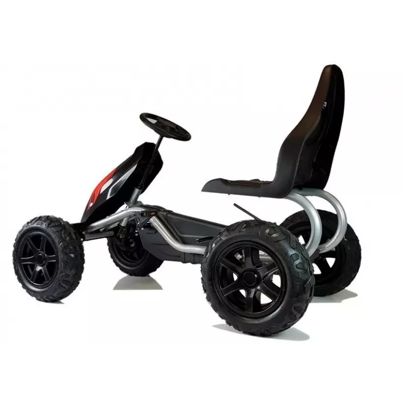 LEAN CARS Kart a pedais B012 pneus insufláveis preto para crianças 3-8 anos
