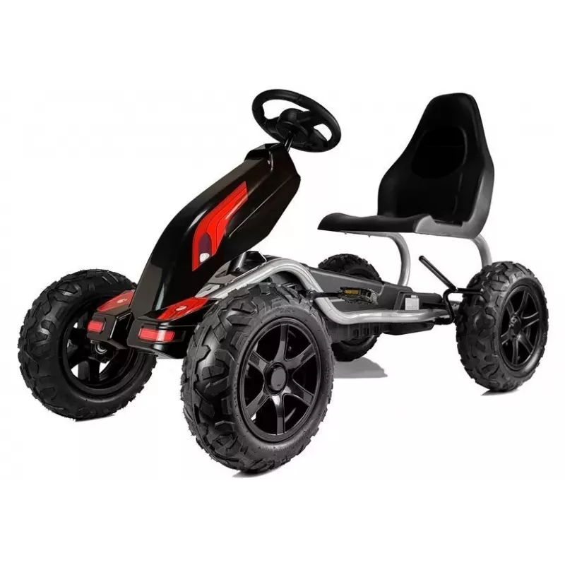 LEAN CARS Kart a pedais B012 pneus insufláveis preto para crianças 3-8 anos