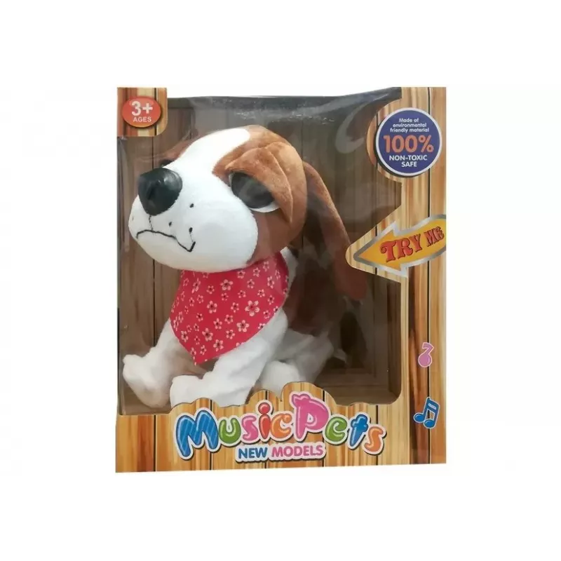 LEAN TOYS Cão interativo com trela, ladra, abana a cauda, sensores