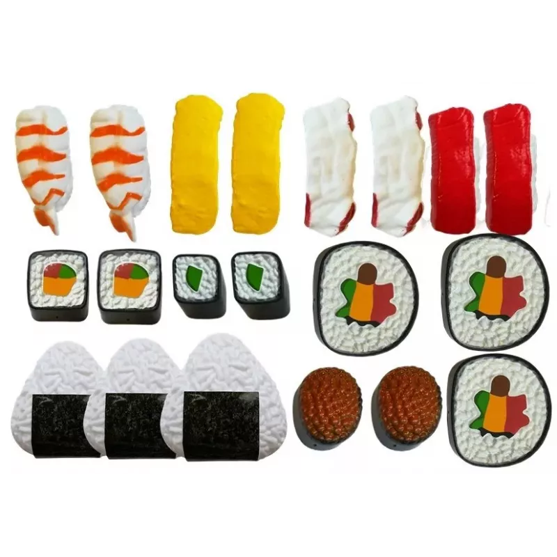 LEAN TOYS Conjunto de sushi para crianças com talheres - brinquedo de madeira de 27 peças para jogos de faz de conta