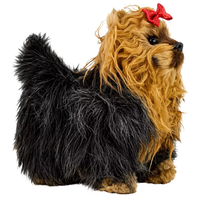 LEAN TOYS Cão York interativo mexe-se ladra castanho-preto