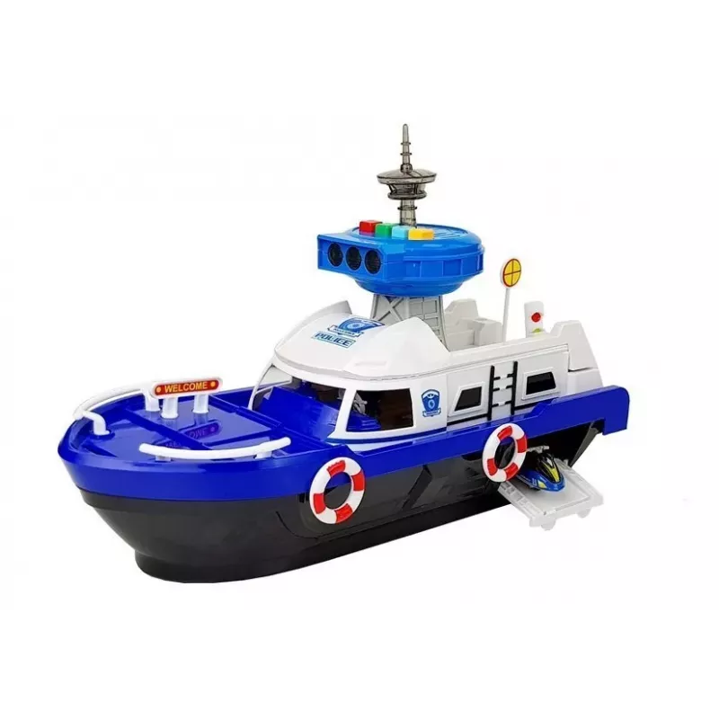 LEAN TOYS Barco de transporte policial com carros, sons e luzes