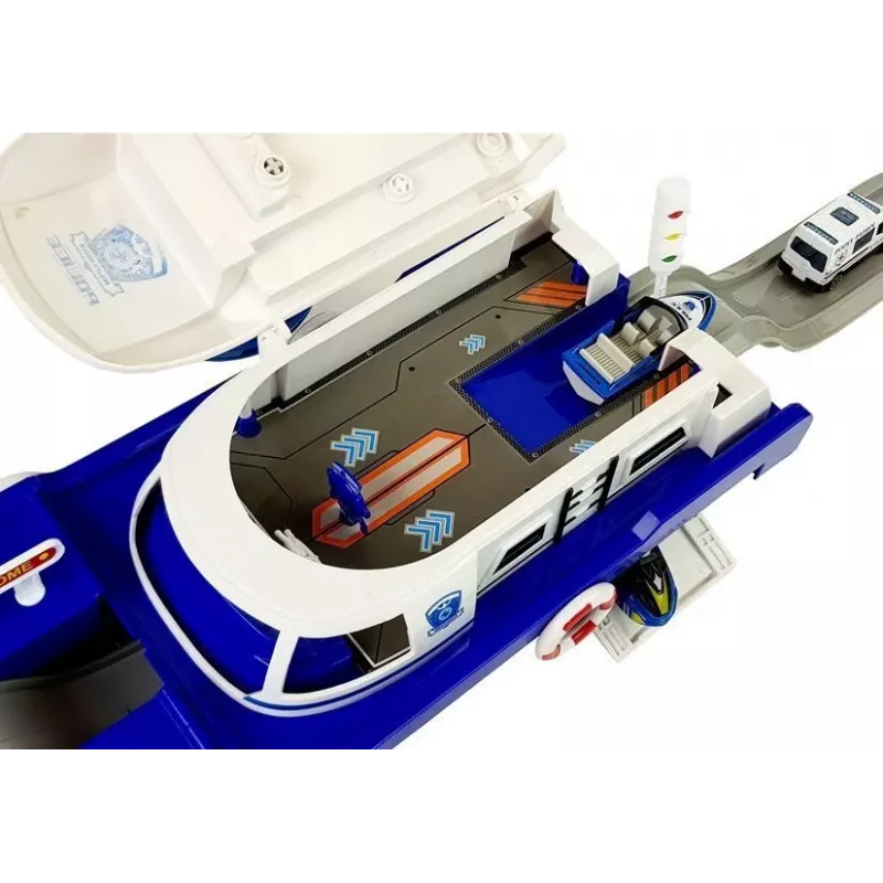 LEAN TOYS Barco de transporte policial com carros, sons e luzes