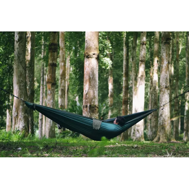 Ticket To The Moon TRAVEL HAMMOCK - Rede original para 2 pessoa(s), nylon verde-escuro, cinzento-claro