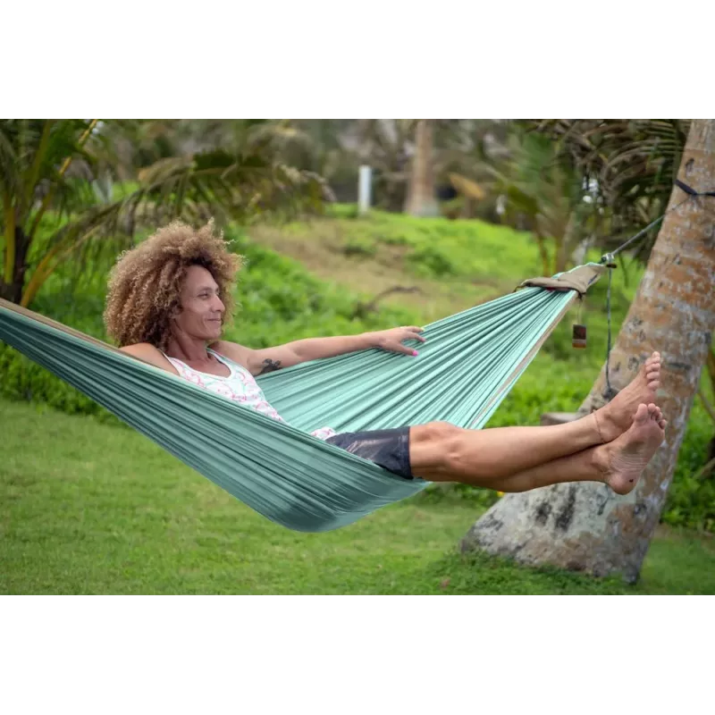 Ticket To The Moon TRAVEL HAMMOCK - Rede original para 2 pessoa(s), nylon verde-escuro, cinzento-claro