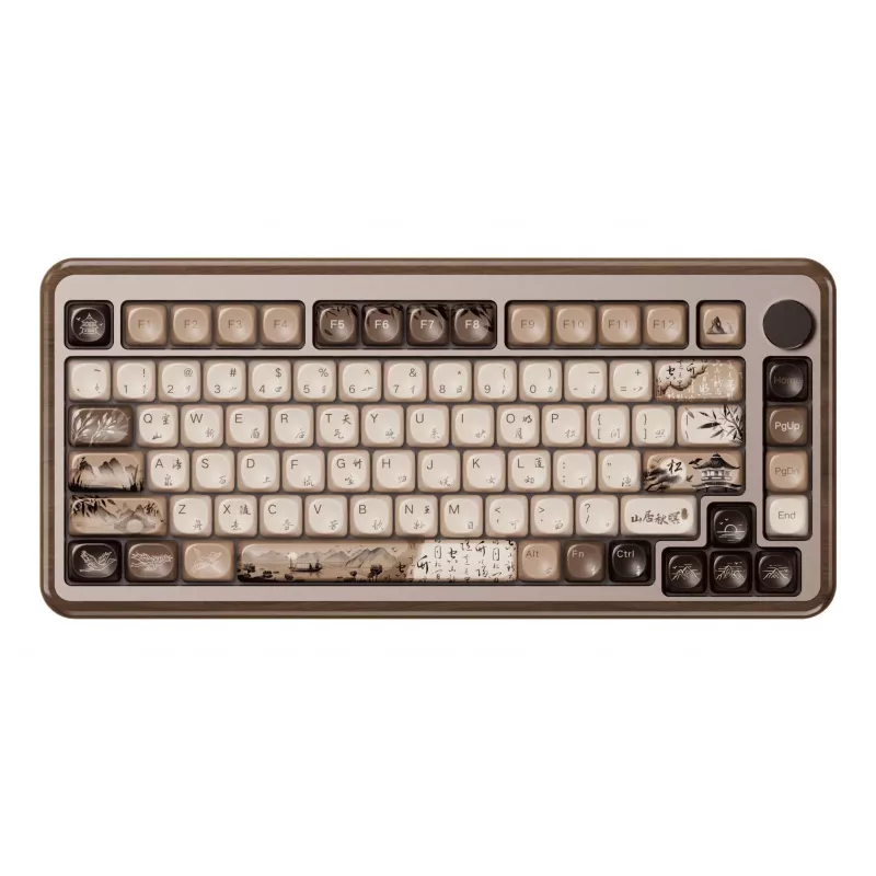 Teclado mecânico AKKO MU02 Mountain Seclusion 65% - Multi-Mode (Bluetooth/2,4GHz/cabo) com switches Akko CS Jelly White, RGB, keycaps PBT ASA, 68 teclas