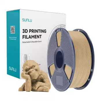 Filamento SUNLU Wood Map PLA+Wood compósito 1,75 mm 1 kg madeira natural