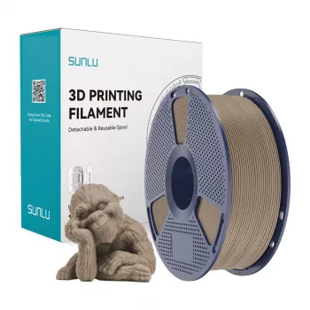 Filamento SUNLU Wood 1,75 mm PLA+Wood fibra 1 kg cor madeira natural para impressoras 3D FDM