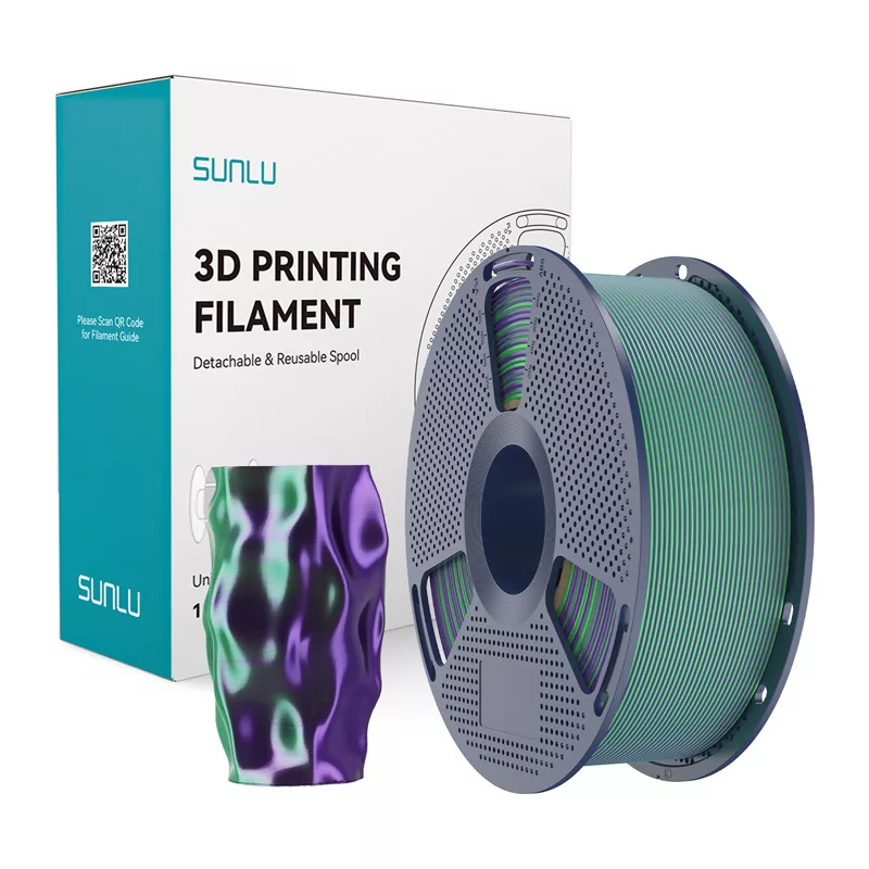 Filamento SUNLU PLA+ Silk Dual Color 1,75 mm verde e lilás 1 kg