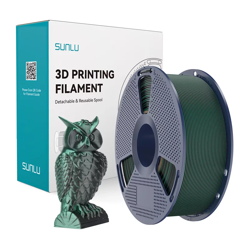 Filamento SUNLU PLA+ Silk Dual Color (preto e verde) 1,75 mm 1 kg