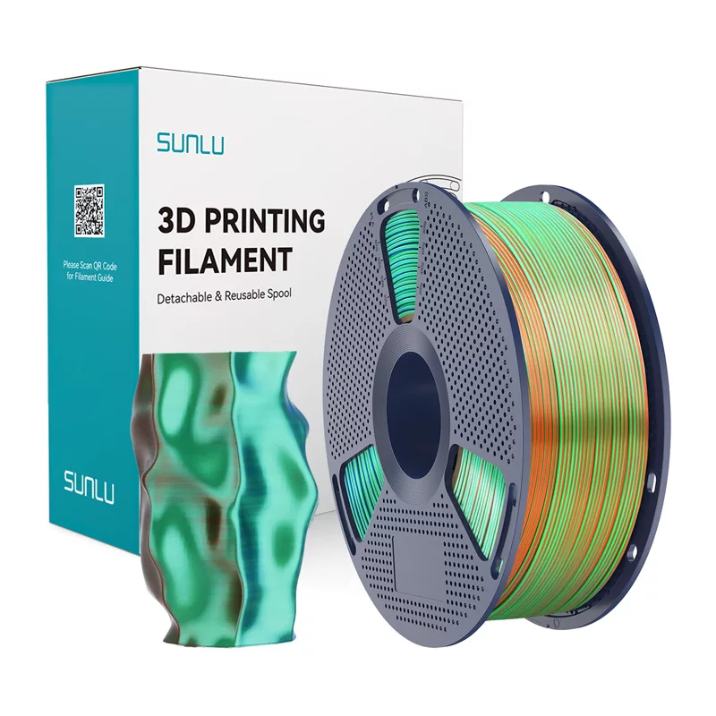 Filamento SUNLU PLA+ Silk Tri-Color 1,75 mm laranja azul verde 1 kg