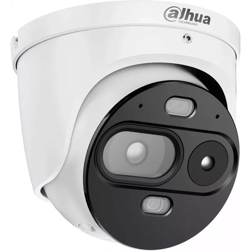 Câmara IP térmica Dahua TPC-DF1241-TB7F6-DW-S8-V1 com medição de temperatura, 256x192 térmica + 4 MP ótica
