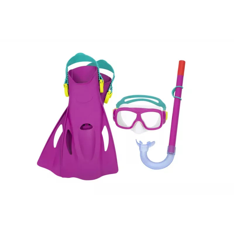 Bestway Conjunto de mergulho máscara, snorkel, barbatanas rosa 25019