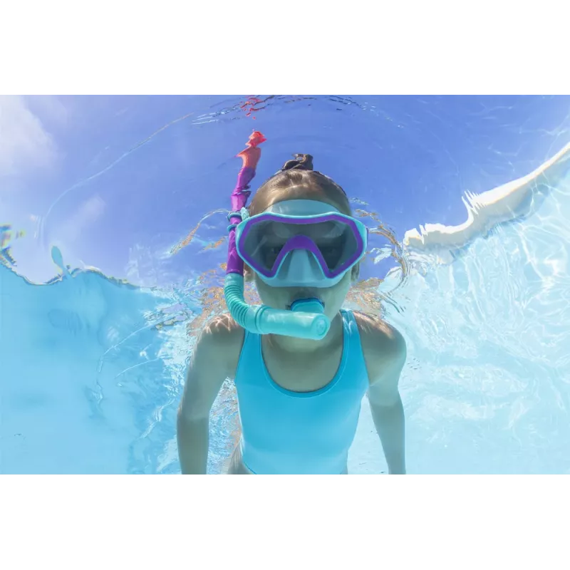 Bestway 25046 Conjunto de snorkel júnior rosa máscara, barbatanas, snorkel para crianças 3-6 anos