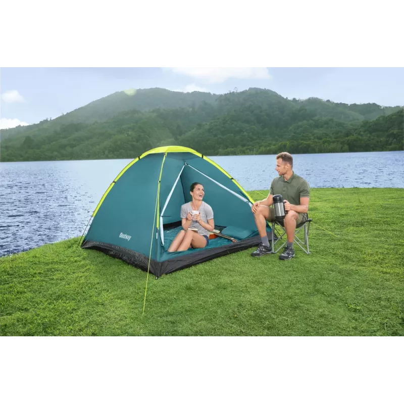 Tenda de turismo Bestway 68084 145 x 205 x 100 cm tenda de cúpula dupla 2 pessoas verde/cinzento