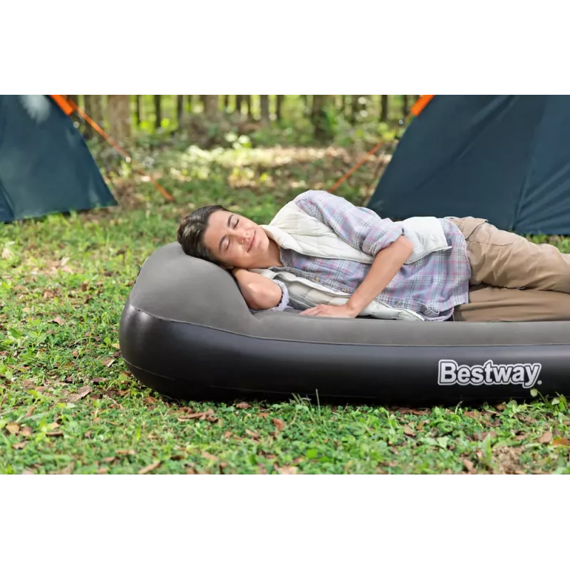 Colchão de ar insuflável Bestway Tritech 99 x 188 x 30 cm individual cinzento com bomba elétrica incorporada