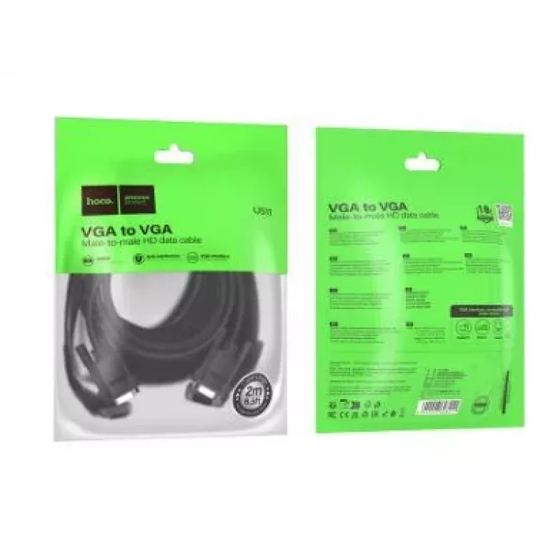 Cabo de dados HD Hoco US11 VGA macho para VGA macho (2m) preto