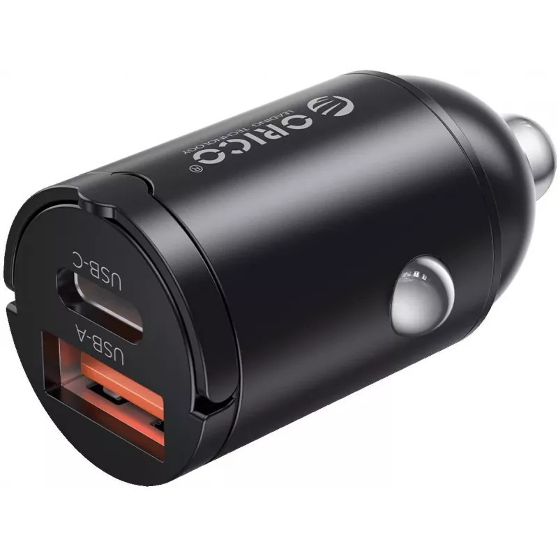 ORICO Carregador de carro de porta dupla 60W com USB-C 30W PD e USB-A 30W QC 3.0 - preto
