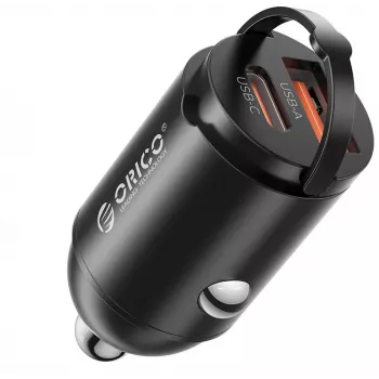 ORICO Carregador de carro de porta dupla 60W com USB-C 30W PD e USB-A 30W QC 3.0 - preto