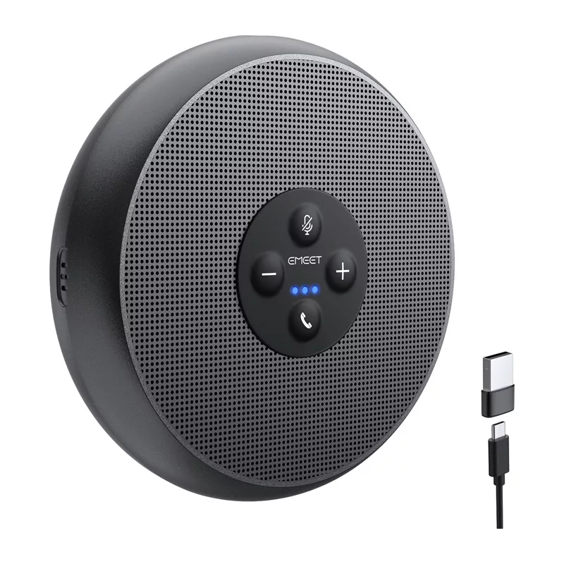 Altifalante de conferência EMEET OfficeCore M1A - USB-C e Bluetooth 5.0, redução de ruído por IA, captação de voz 360°
