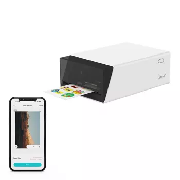 Impressora fotográfica portátil 2 em 1 Liene Pix Cut - tecnologia ZINK, Bluetooth 5.0, cortador incorporado, impressões autocolantes