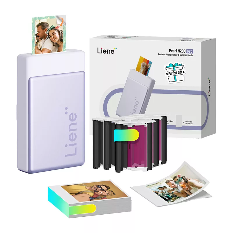 Kit de impressora fotográfica portátil Liene Pearl N200 Pro 2x3 (roxo)