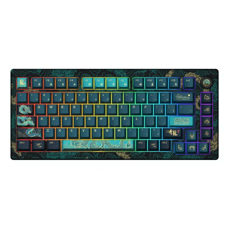 AKKO MOD007V3 HE Teclado mecânico com fios 75% com interruptores de efeito Hall, caixa de alumínio CNC, teclas PBT ASA, RGB, preto