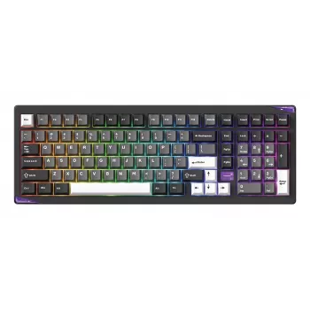 AKKO GEM 02 VIA Teclado mecânico com fios, TKL 87 teclas, preto e prateado, hot-swappable, RGB, USB-C