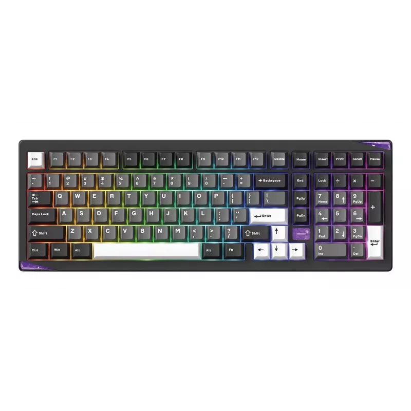 AKKO GEM 02 VIA Teclado mecânico com fios, TKL 87 teclas, preto e prateado, hot-swappable, RGB, USB-C