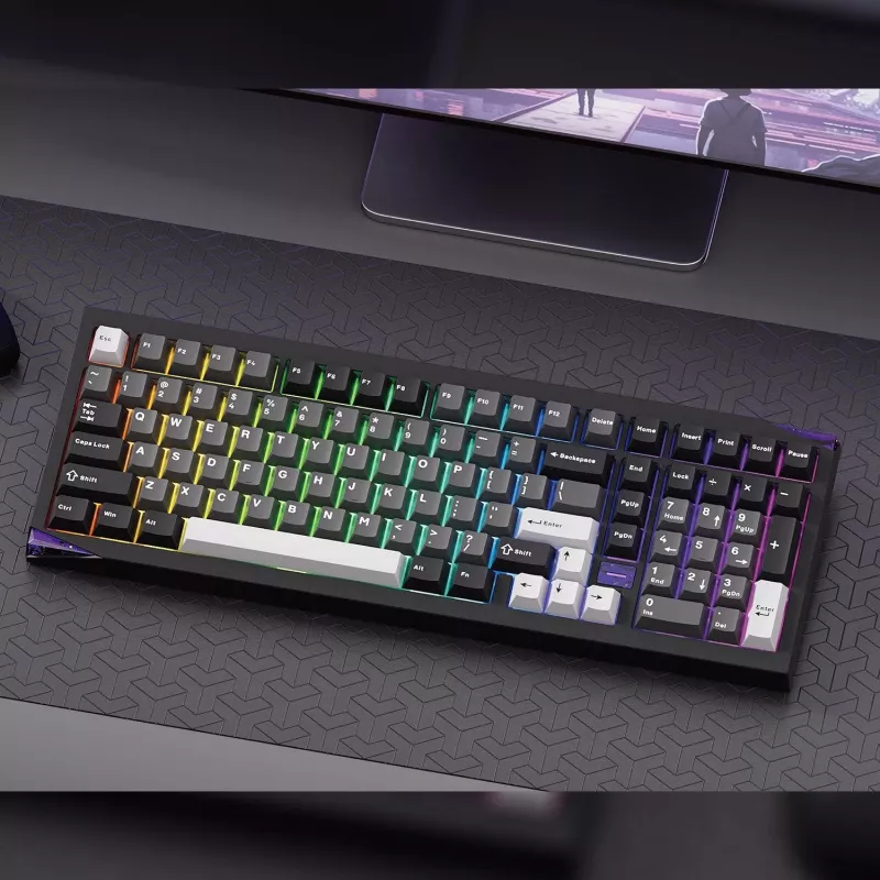 AKKO GEM 02 VIA Teclado mecânico com fios, TKL 87 teclas, preto e prateado, hot-swappable, RGB, USB-C