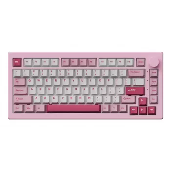 AKKO 5075 V3 Teclado mecânico 75% 82 teclas multimodo sem fios/Bluetooth/USB-C hot-swappable PBT ASA RGB Gasket Mount preto e ciano