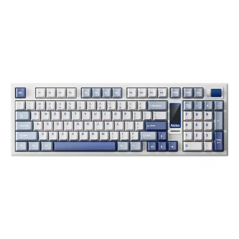 AKKO 5098B Glacier Teclado mecânico trimodo 98 teclas (branco/azul/cinzento)