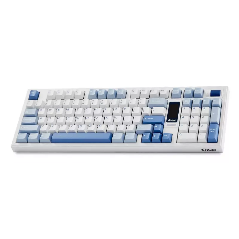 AKKO 5098B Glacier Teclado mecânico trimodo 98 teclas (branco/azul/cinzento)