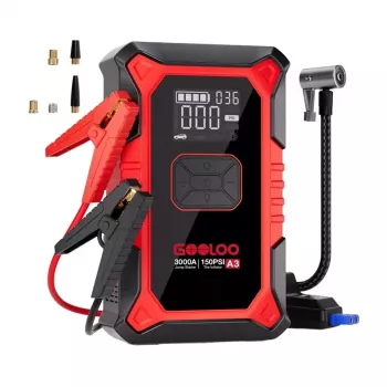GOOLOO A3 arrancador de bateria 2-em-1 com compressor 4000A 26800mAh 150 PSI