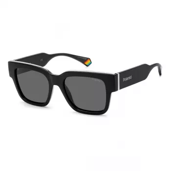 POLAROID PLD6198SX807 Óculos de sol unissexo retangulares Armação Havana lentes cinzentas polarizadas 52 mm