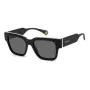 POLAROID PLD6198SX807 Óculos de sol unissexo retangulares Armação Havana lentes cinzentas polarizadas 52 mm